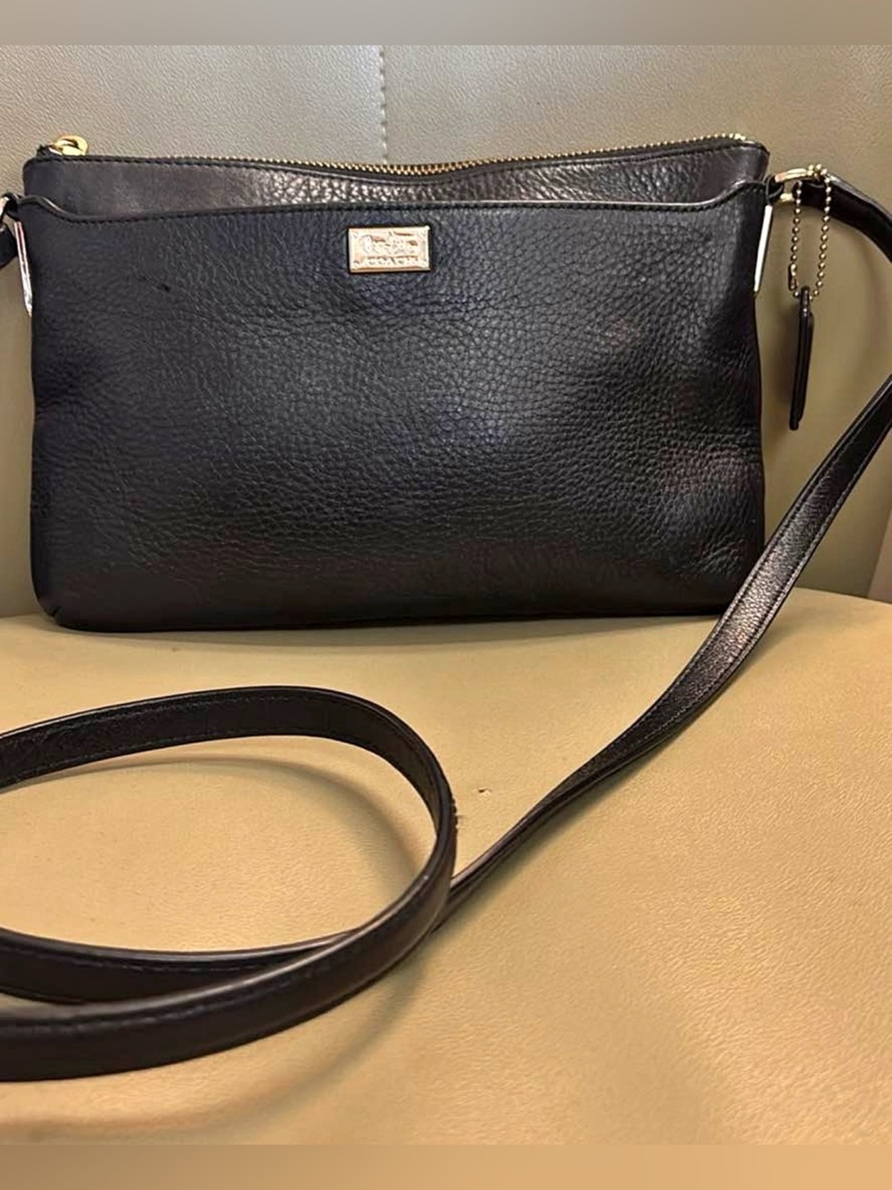 Coach Black Pebbled Leather Crossbody Bag